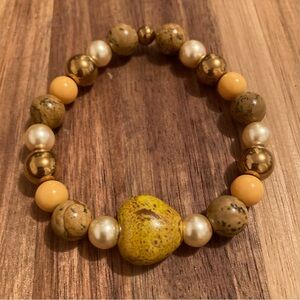 Handmade Gold and Yellow Beaded Bracelet